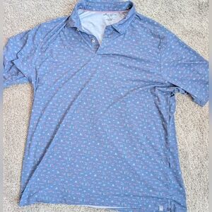Peter Millar Seaside Polo Shirt Mens Large Blue Print